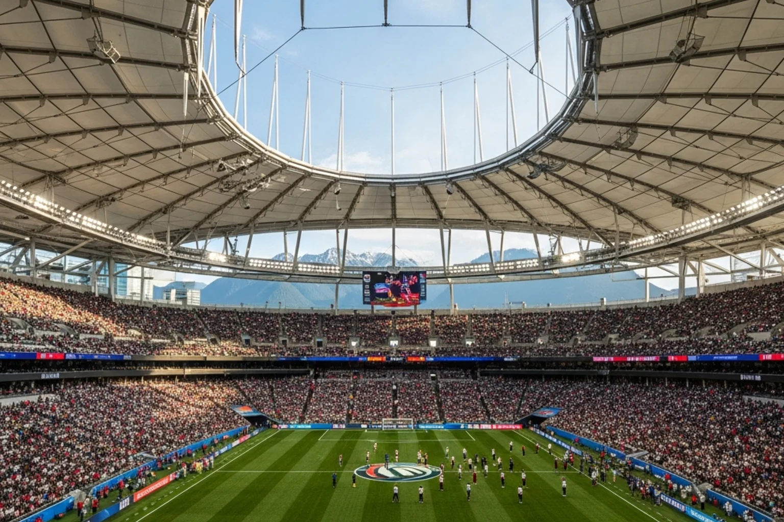 BC Place stadium in Vancouver with retractable roof open for World Cup 2026