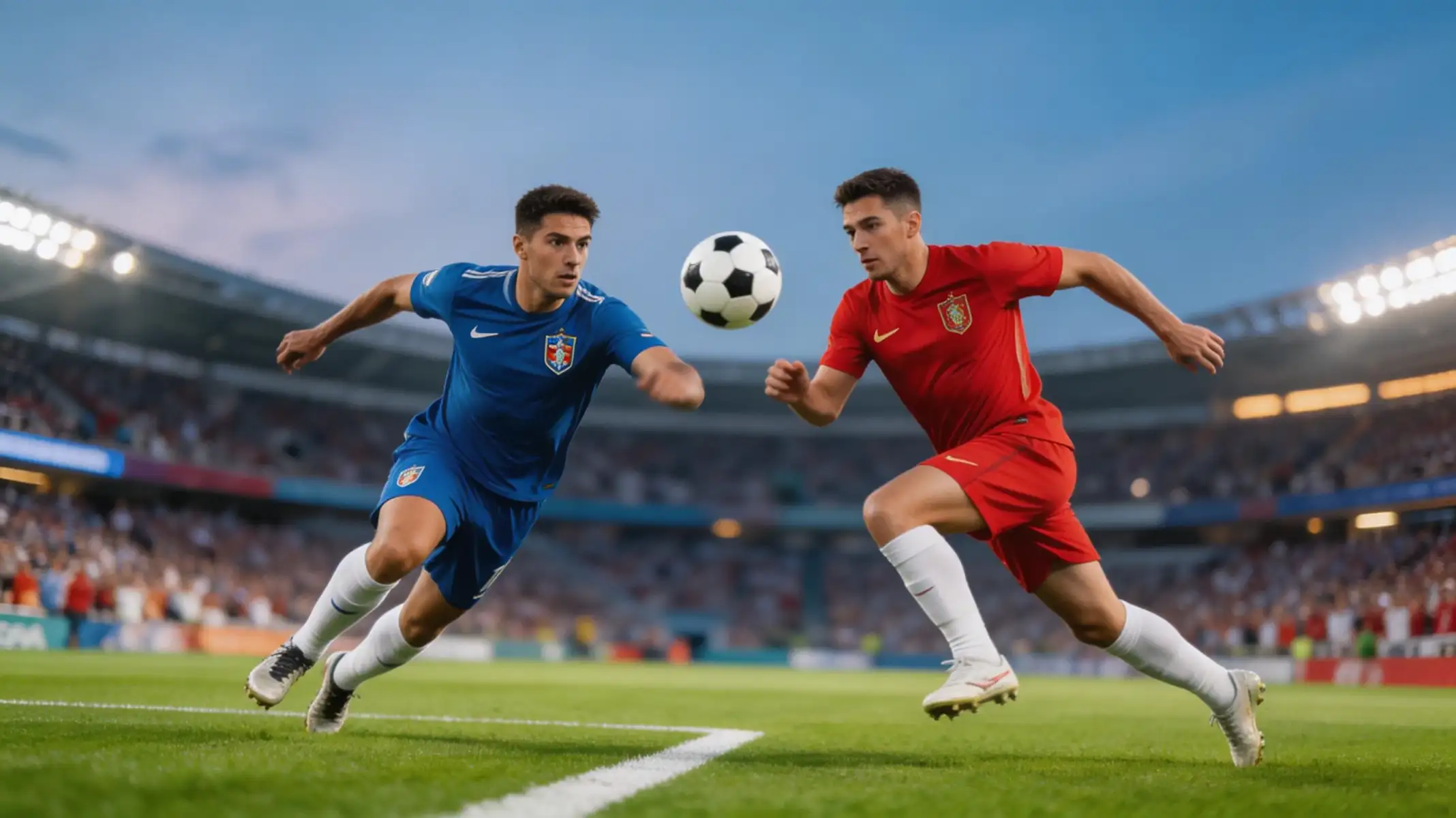 International football players from elite national teams competing in a high-stakes World Cup match