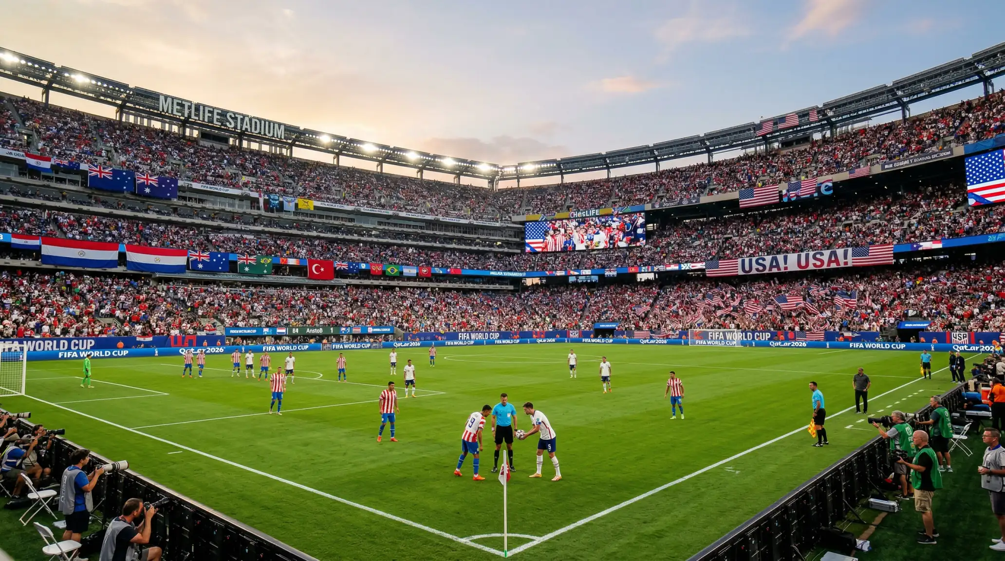 World Cup 2026 Group D featuring USA, Paraguay, Australia, and Türkiye national team flags