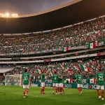 Mexican national team in green jerseys at Estadio Azteca