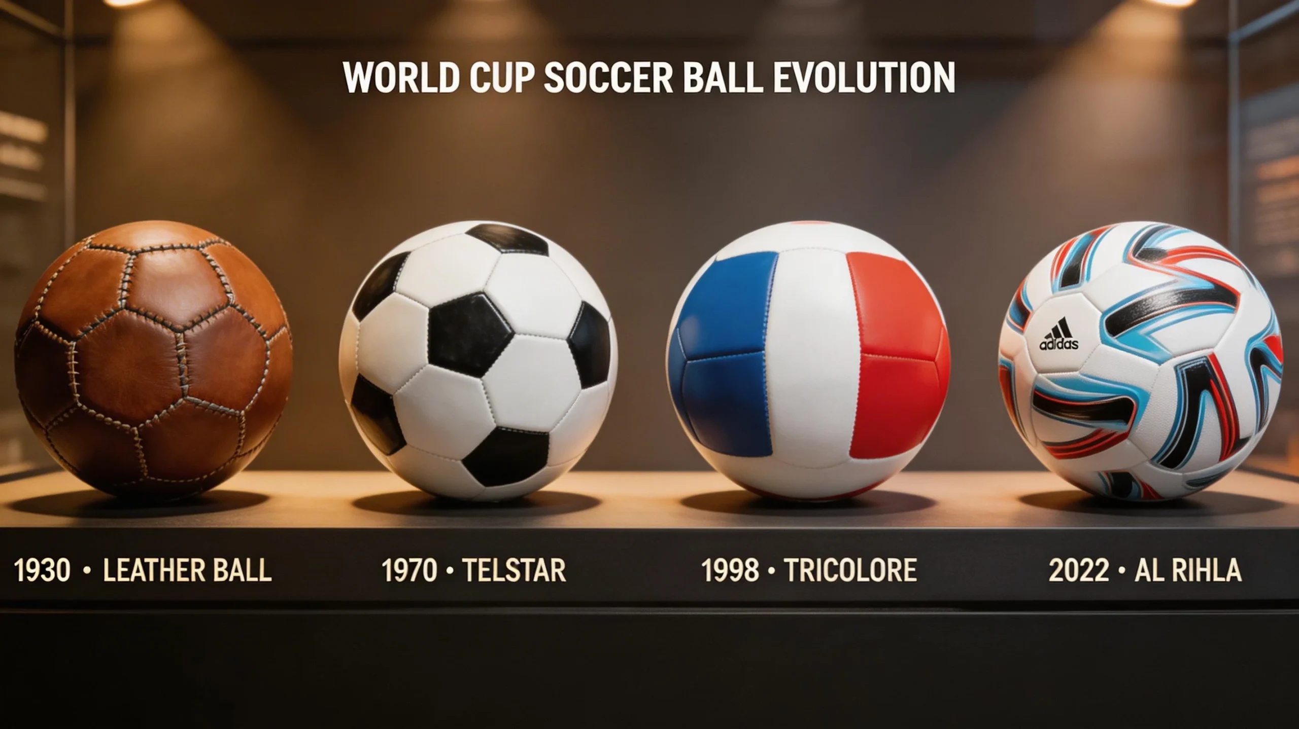Montage of iconic World Cup moments from different eras showcasing the evolution of the tournament